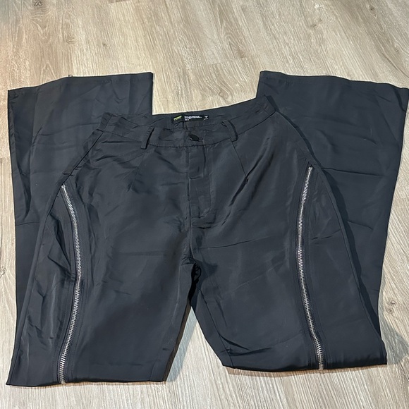 Finesse Black Zip-Detail Flare Pants Y2K Club Vibes Size XS - Picture 5 of 6